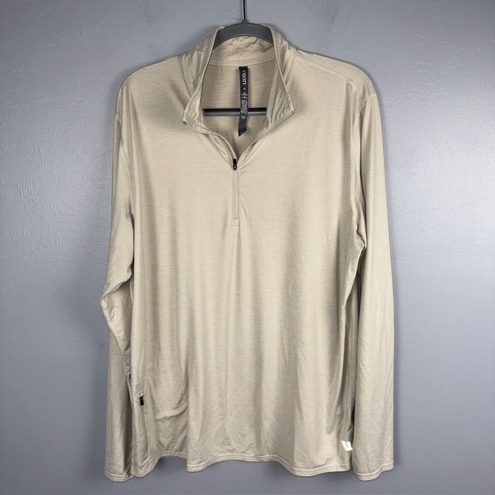 Vuori Ease Performance Half-Zip 2.0 Pullover Men’s XL Beige‎ Long Sleeves Sport